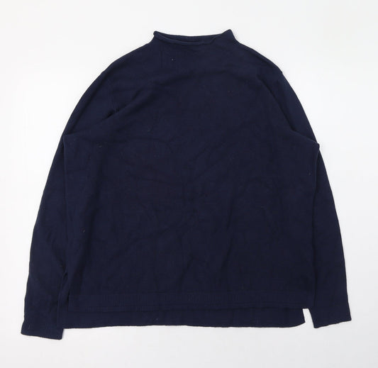 Marks and Spencer Womens Blue Mock Neck  Viscose Pullover Jumper Size 14