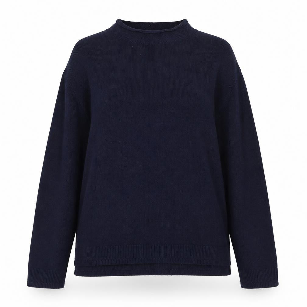Marks and Spencer Womens Blue Mock Neck  Viscose Pullover Jumper Size 14
