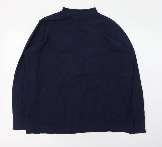 Marks and Spencer Womens Blue Mock Neck  Viscose Pullover Jumper Size 14
