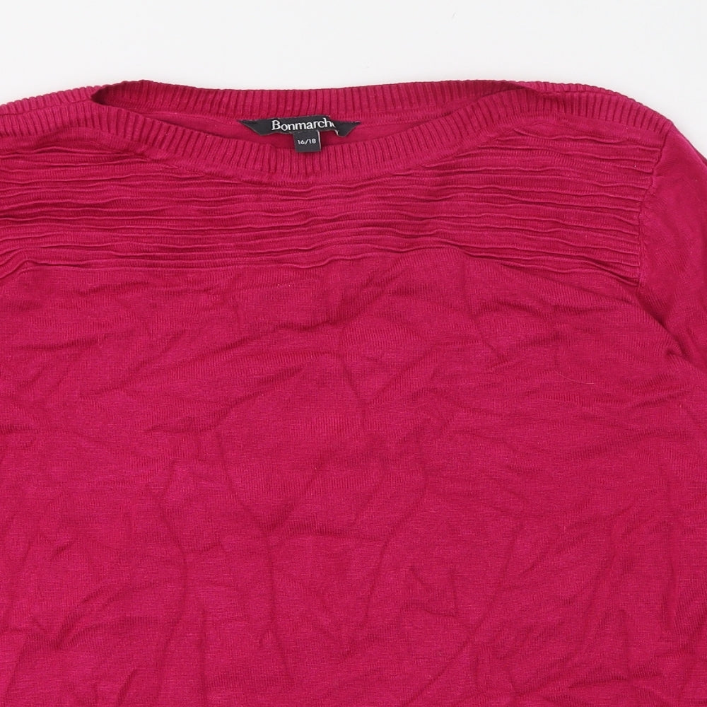 Bonmarché Womens Pink Round Neck  Viscose Pullover Jumper Size 16