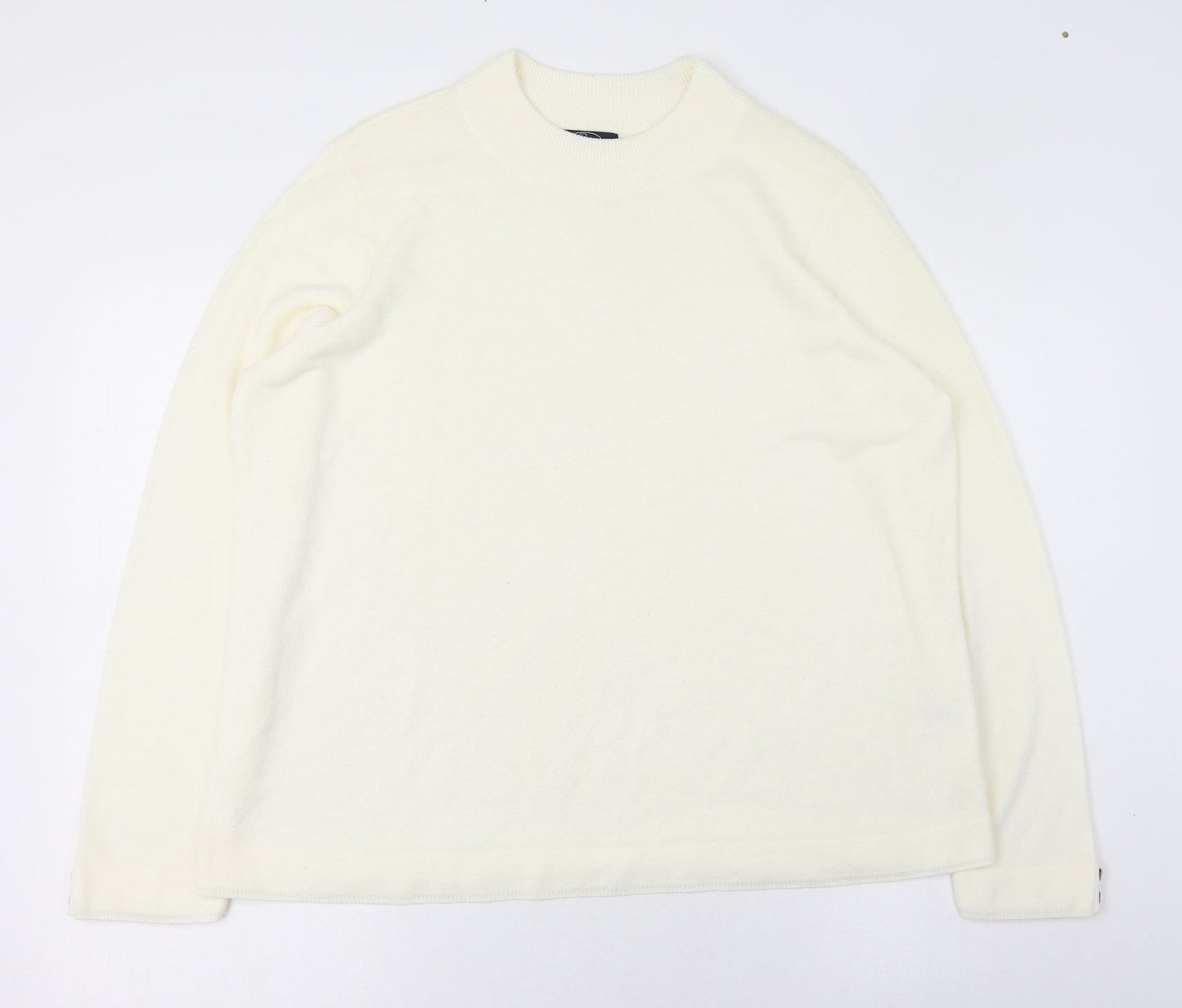 BM Womens Ivory Round Neck  Acrylic Pullover Jumper Size L