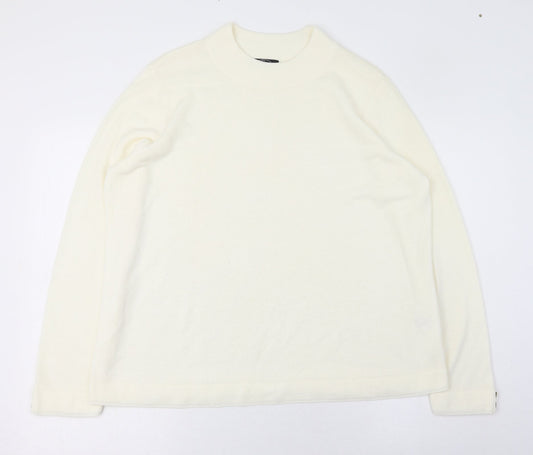 BM Womens Ivory Round Neck  Acrylic Pullover Jumper Size L