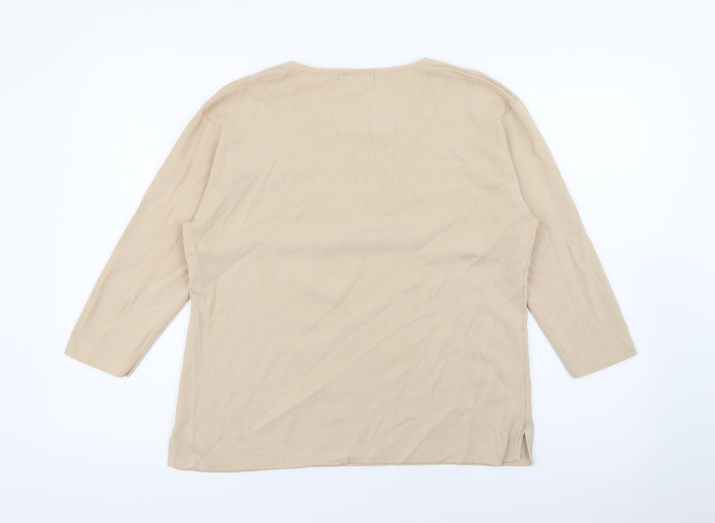 Angelina Womens Beige Round Neck  Viscose Pullover Jumper Size M