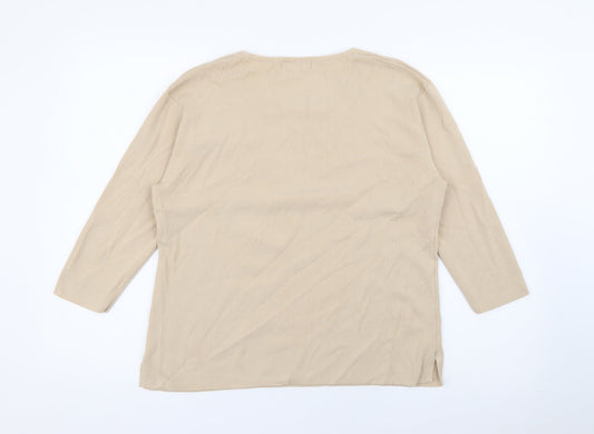 Angelina Womens Beige Round Neck  Viscose Pullover Jumper Size M