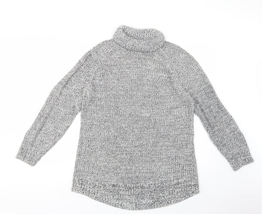 H&M Womens Grey Roll Neck  Cotton Tunic Jumper Size S
