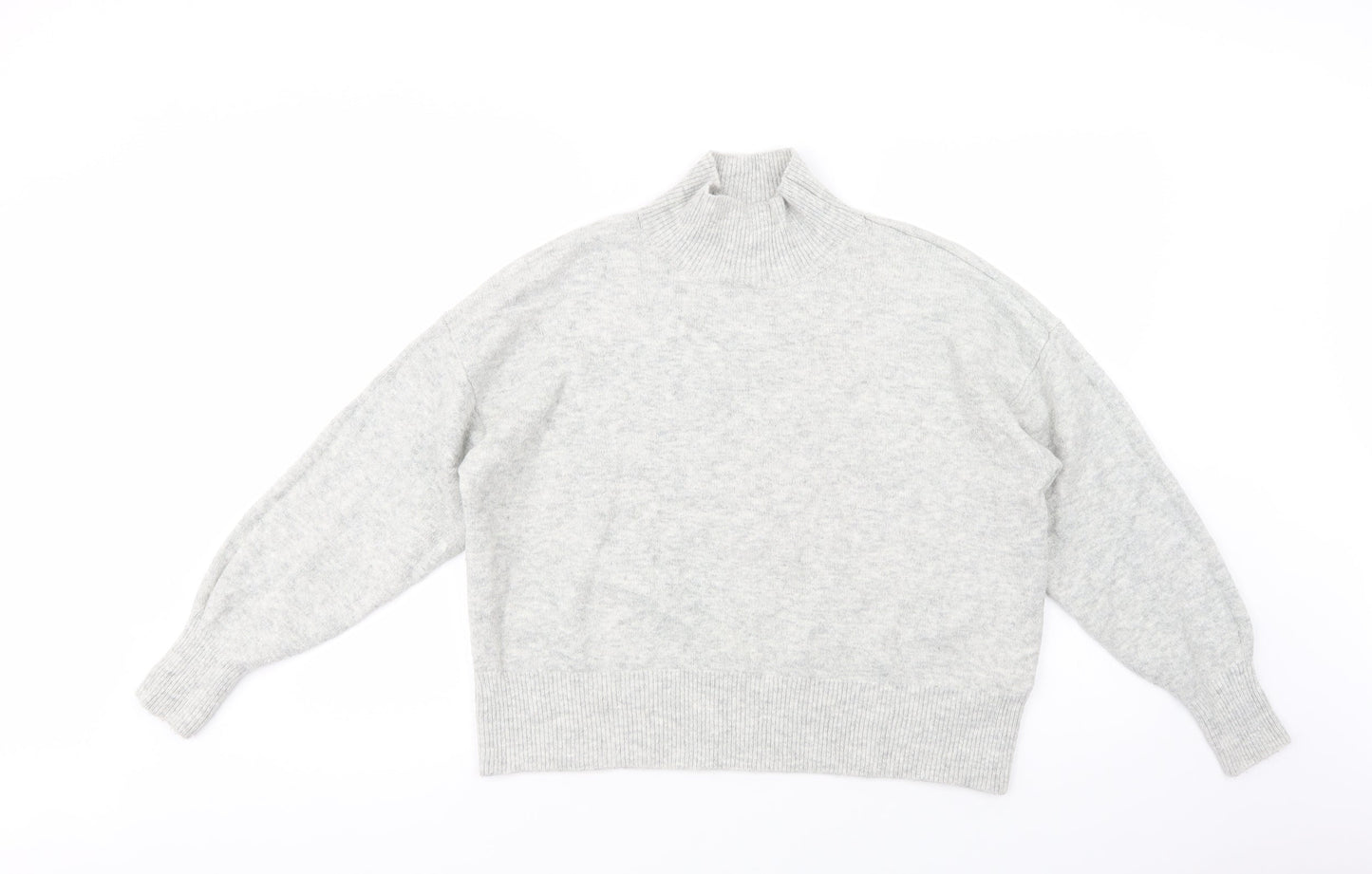 H&N Womens Grey High Neck  Acrylic Pullover Jumper Size M