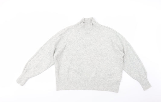 H&N Womens Grey High Neck  Acrylic Pullover Jumper Size M