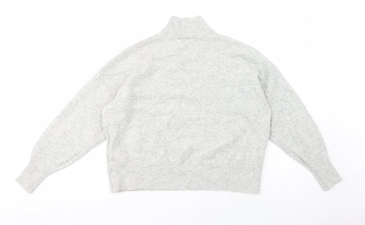H&N Womens Grey High Neck  Acrylic Pullover Jumper Size M