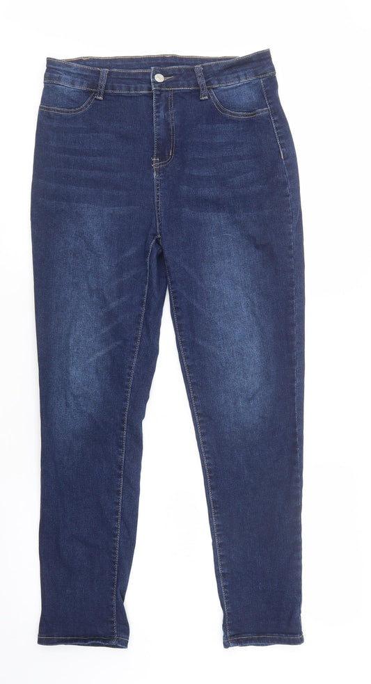 SheIn Womens Blue  Cotton Skinny Jeans Size L L31 in Regular Button
