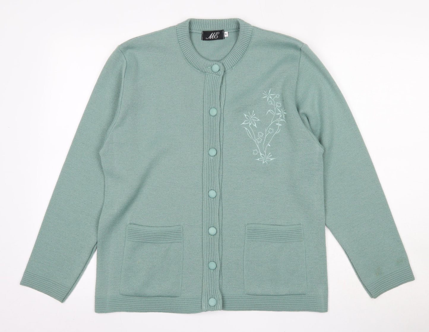 ME Womens Green Round Neck  Polyester Cardigan Jumper Size M