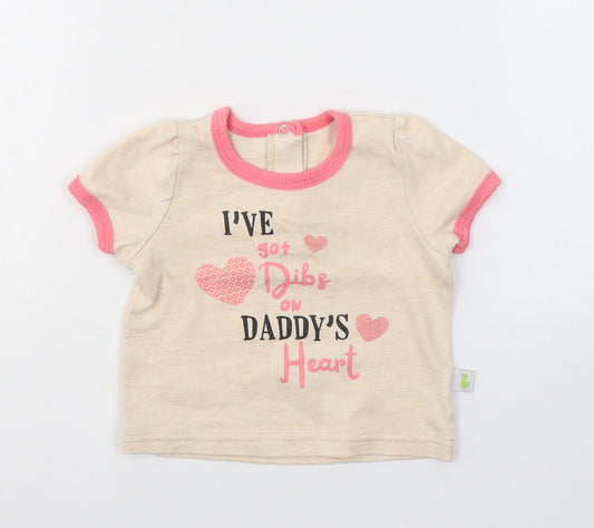 Duck Duck Goose Girls Beige  Cotton Pullover T-Shirt Size 12 Months Round Neck Pullover