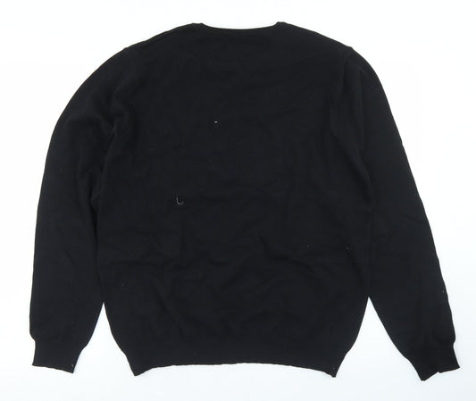 Preworn Mens Black Crew Neck  Cotton Pullover Jumper Size M