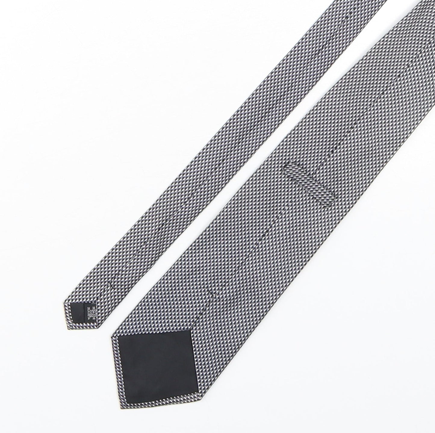 PreWorn  Mens Grey Geometric Silk Pointed Tie One Size