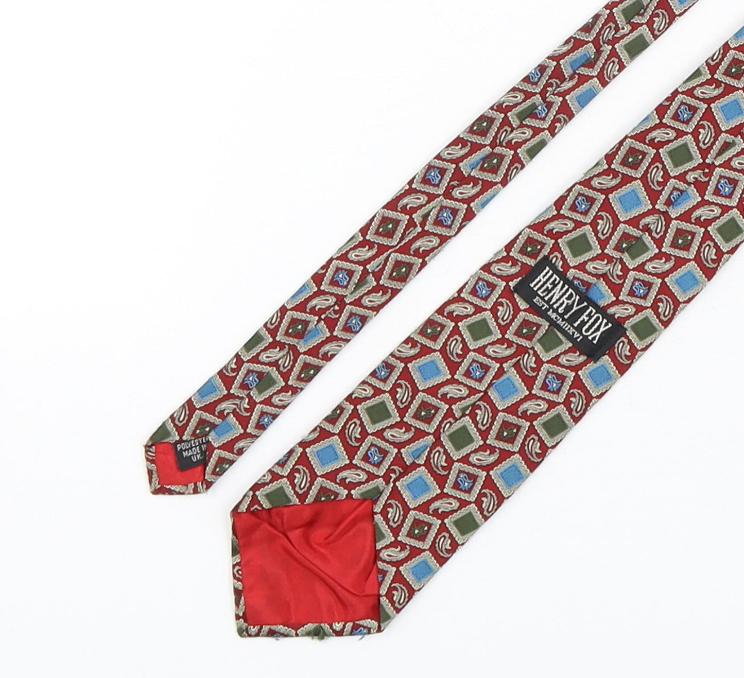Henry Fox Mens Multicoloured Paisley Polyester Pointed Tie One Size