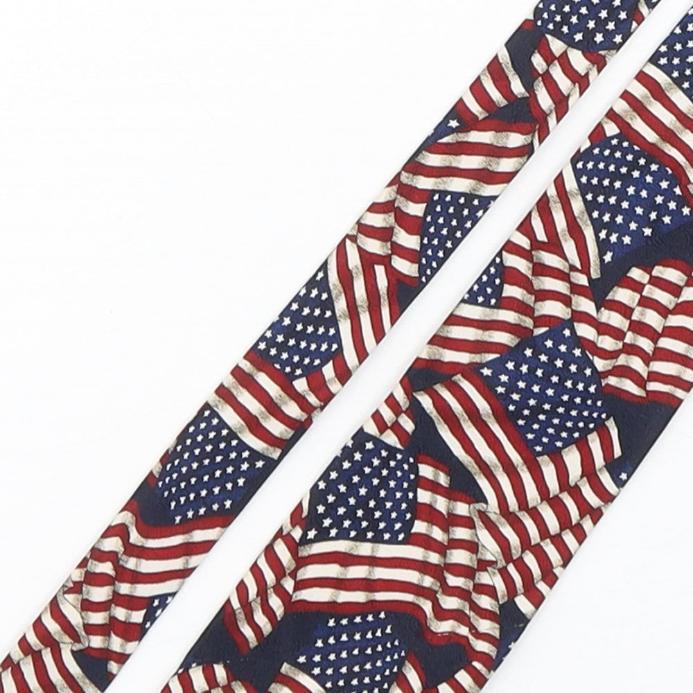America Mens Multicoloured Striped Polyester Pointed Tie One Size