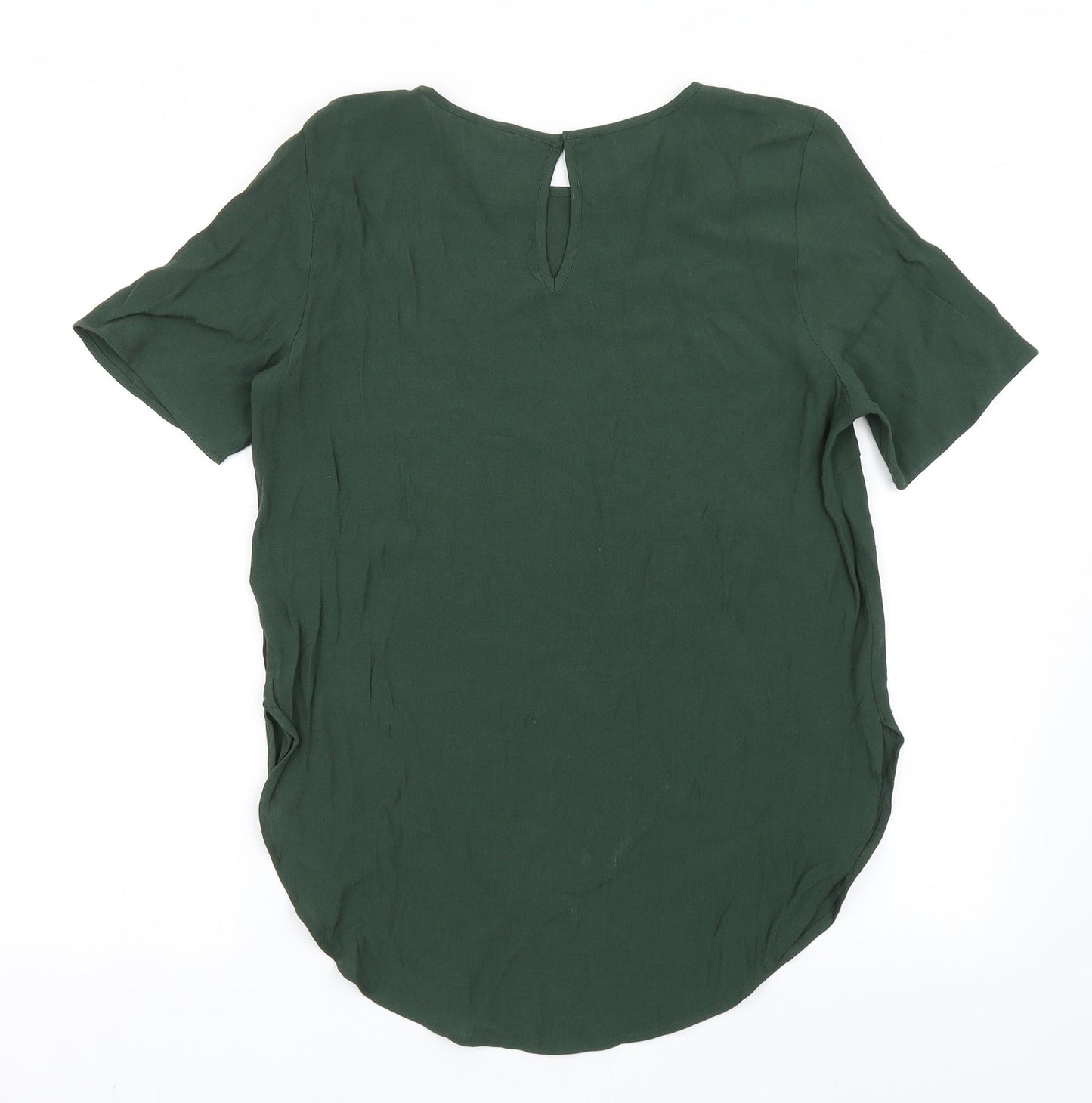 H&M Womens Green  Viscose Basic Blouse Size 6 Round Neck