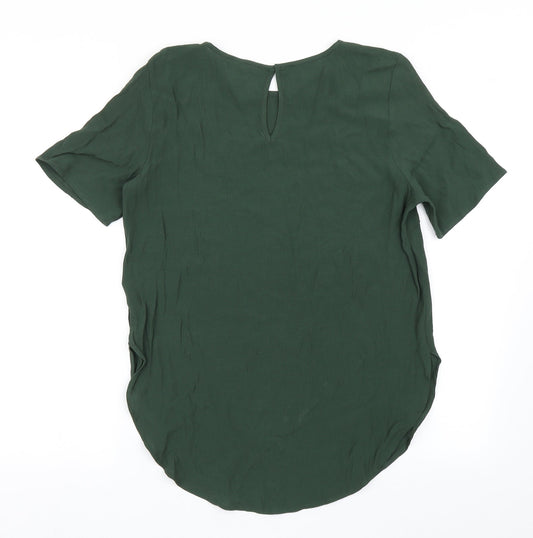 H&M Womens Green  Viscose Basic Blouse Size 6 Round Neck