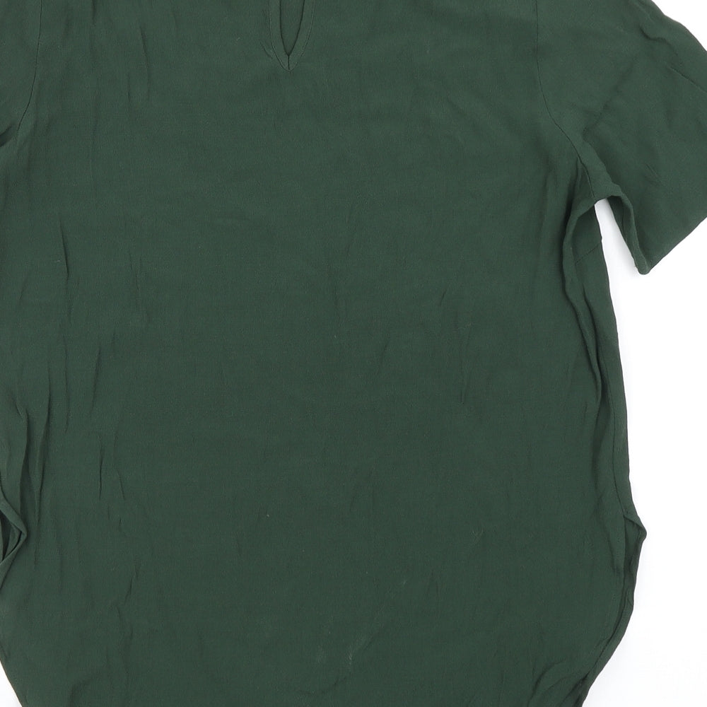 H&M Womens Green  Viscose Basic Blouse Size 6 Round Neck