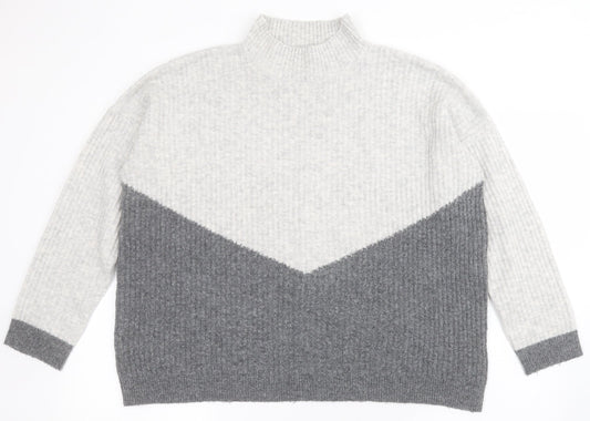 Marks and Spencer Womens Grey High Neck  Acrylic Pullover Jumper Size M