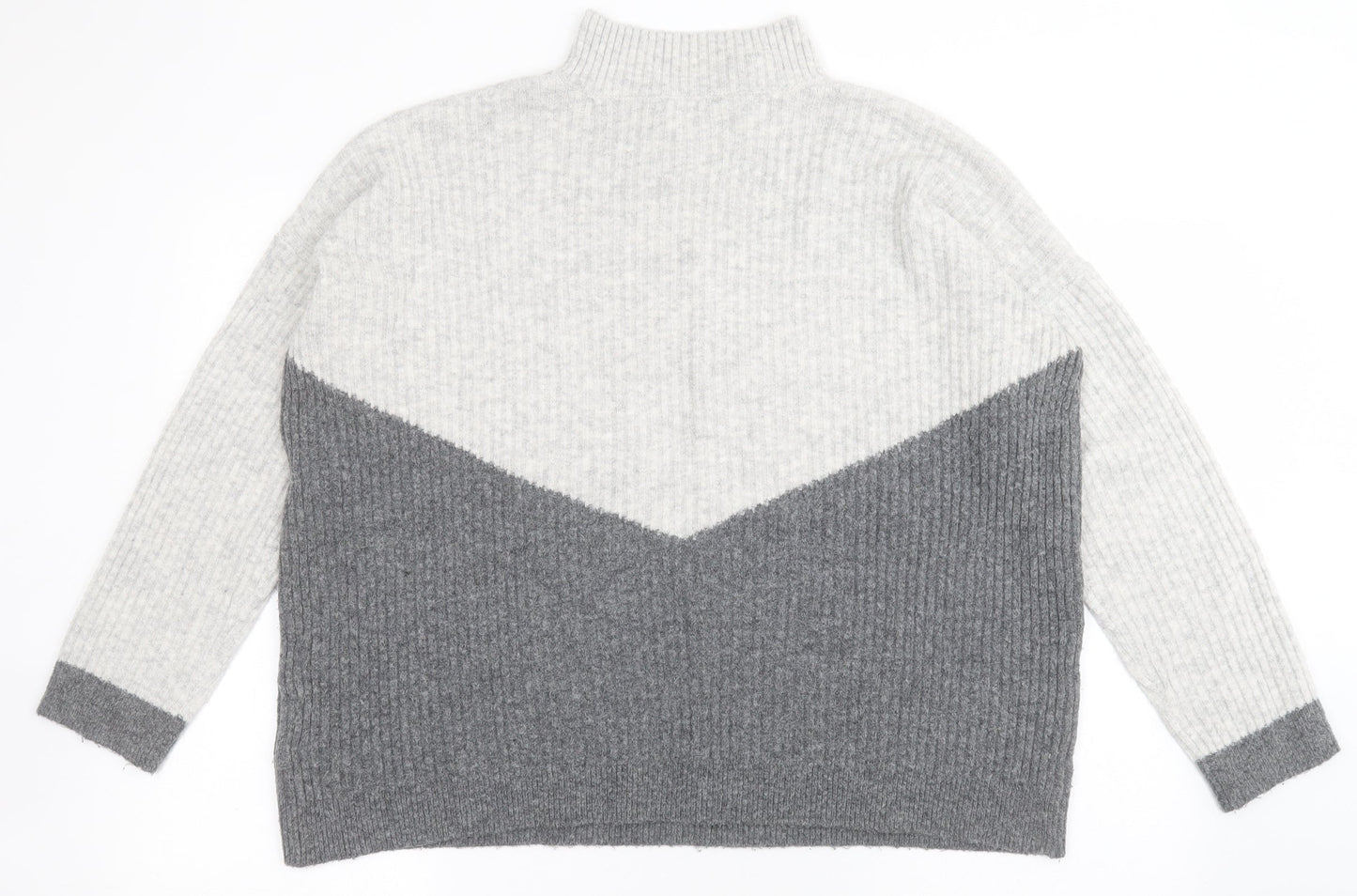 Marks and Spencer Womens Grey High Neck  Acrylic Pullover Jumper Size M
