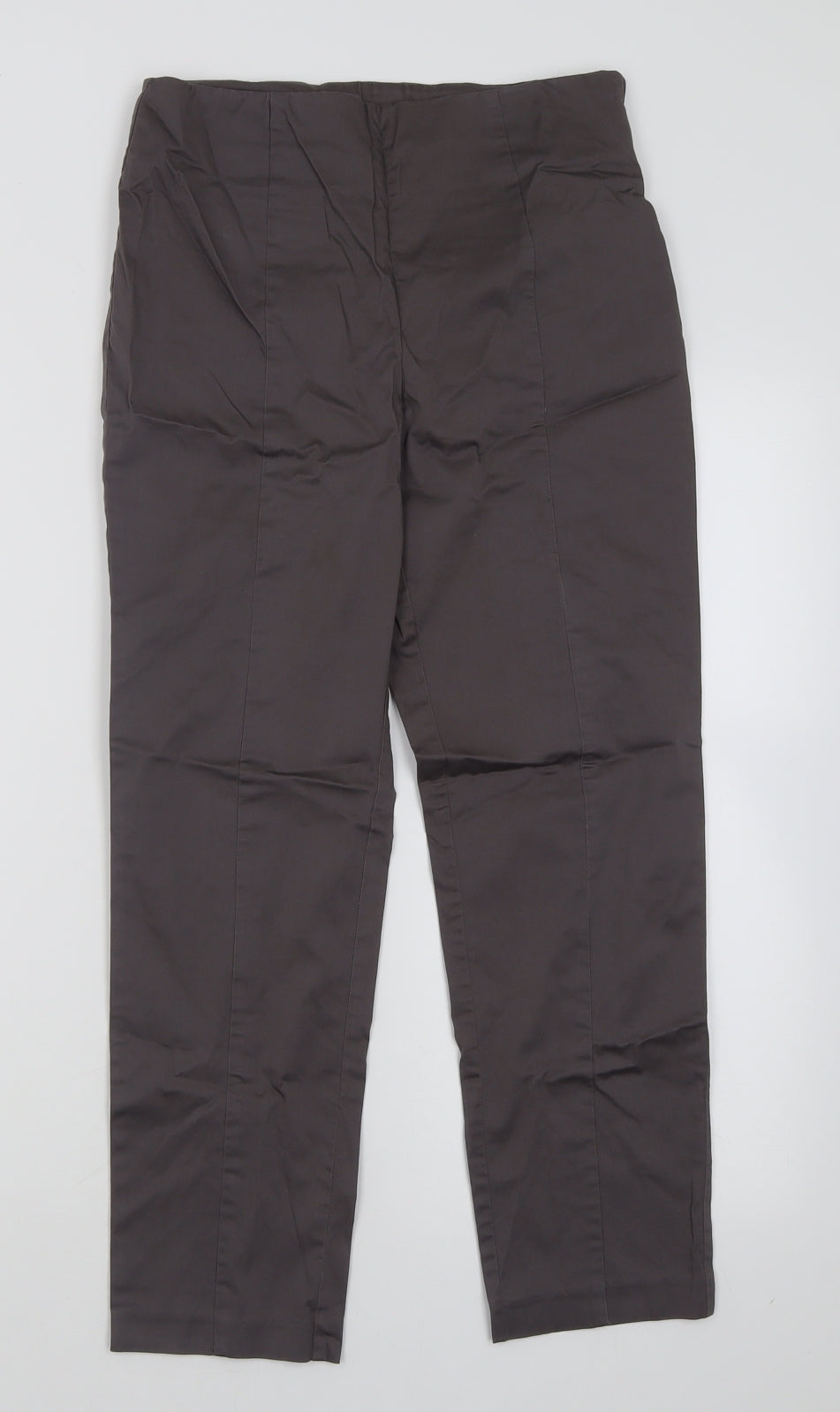 H&M Womens Grey  Cotton Cropped Trousers Size 8 L24 in Regular Zip