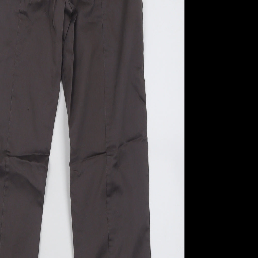 H&M Womens Grey  Cotton Cropped Trousers Size 8 L24 in Regular Zip