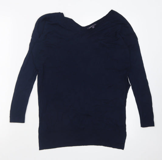 Marks and Spencer Womens Blue V-Neck  Acrylic Pullover Jumper Size 10