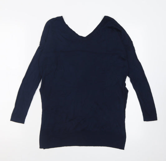 Marks and Spencer Womens Blue V-Neck  Acrylic Pullover Jumper Size 10