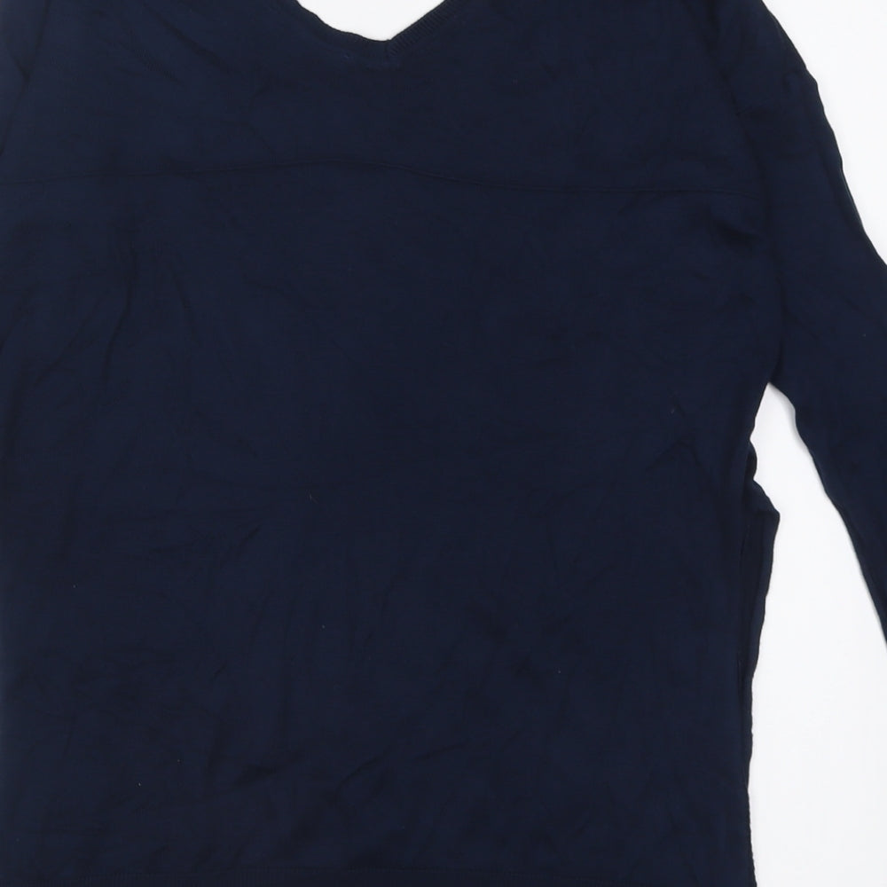 Marks and Spencer Womens Blue V-Neck  Acrylic Pullover Jumper Size 10