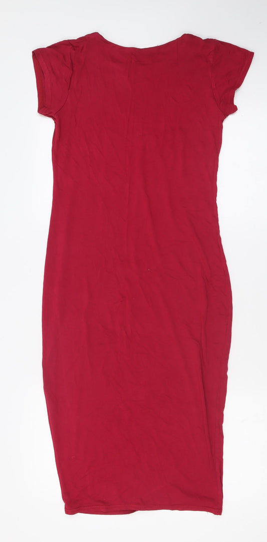 boogoo Womens Pink  Viscose Bodycon  Size 10  Crew Neck Pullover
