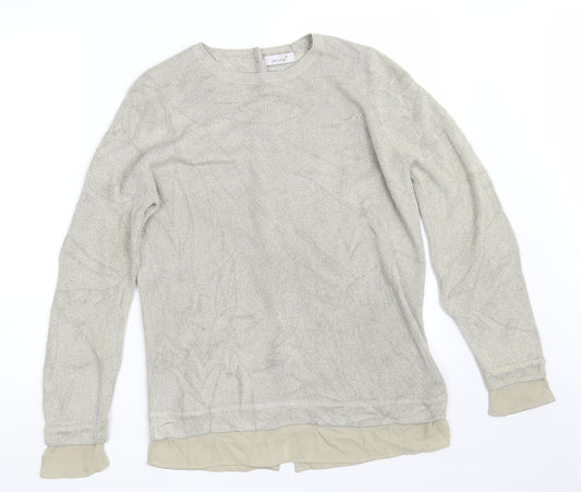 Marks and Spencer Womens Beige Round Neck  Acrylic Pullover Jumper Size 12