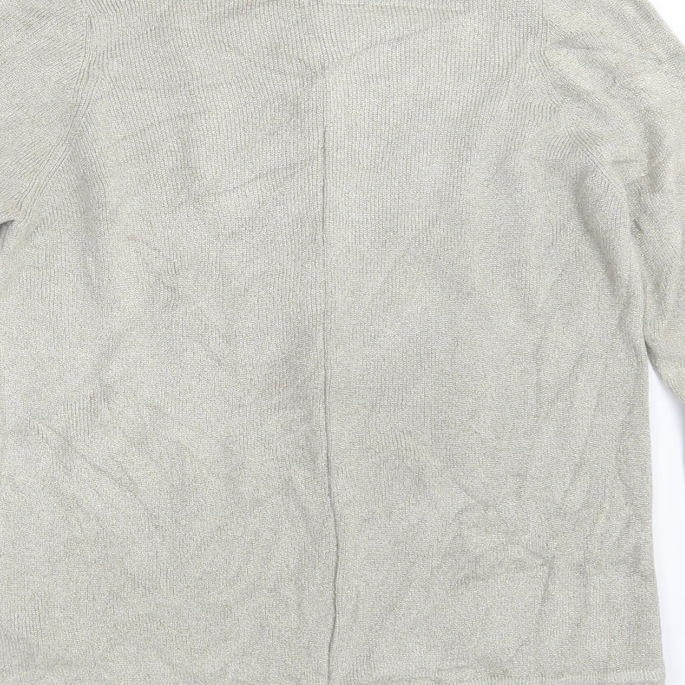 Marks and Spencer Womens Beige Round Neck  Acrylic Pullover Jumper Size 12