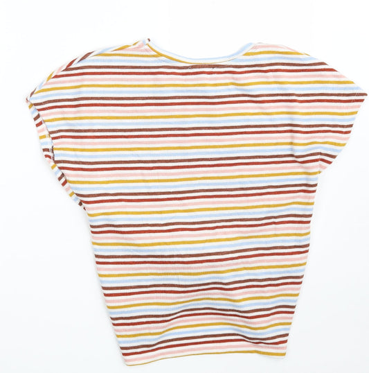 New Look Womens Multicoloured Round Neck Striped Polyester Pullover Jumper Size S