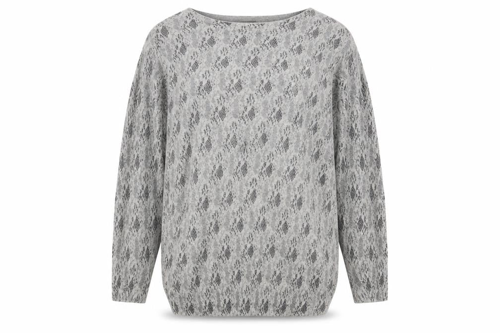 Ribbon Womens Grey Round Neck Animal Print Polyester Pullover Jumper Size 12