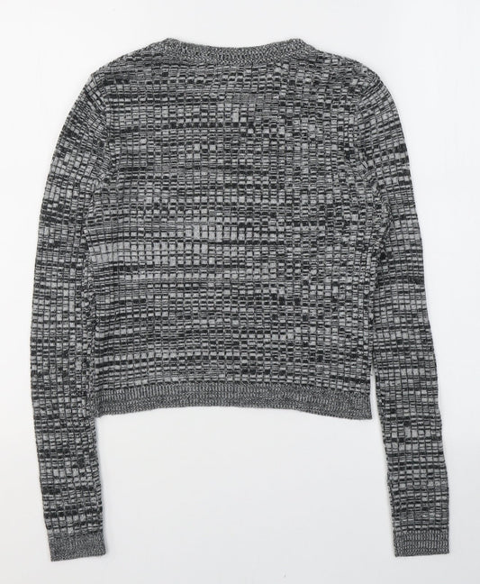 Topshop Womens Grey  Acrylic Jersey T-Shirt Size 8 Roll Neck