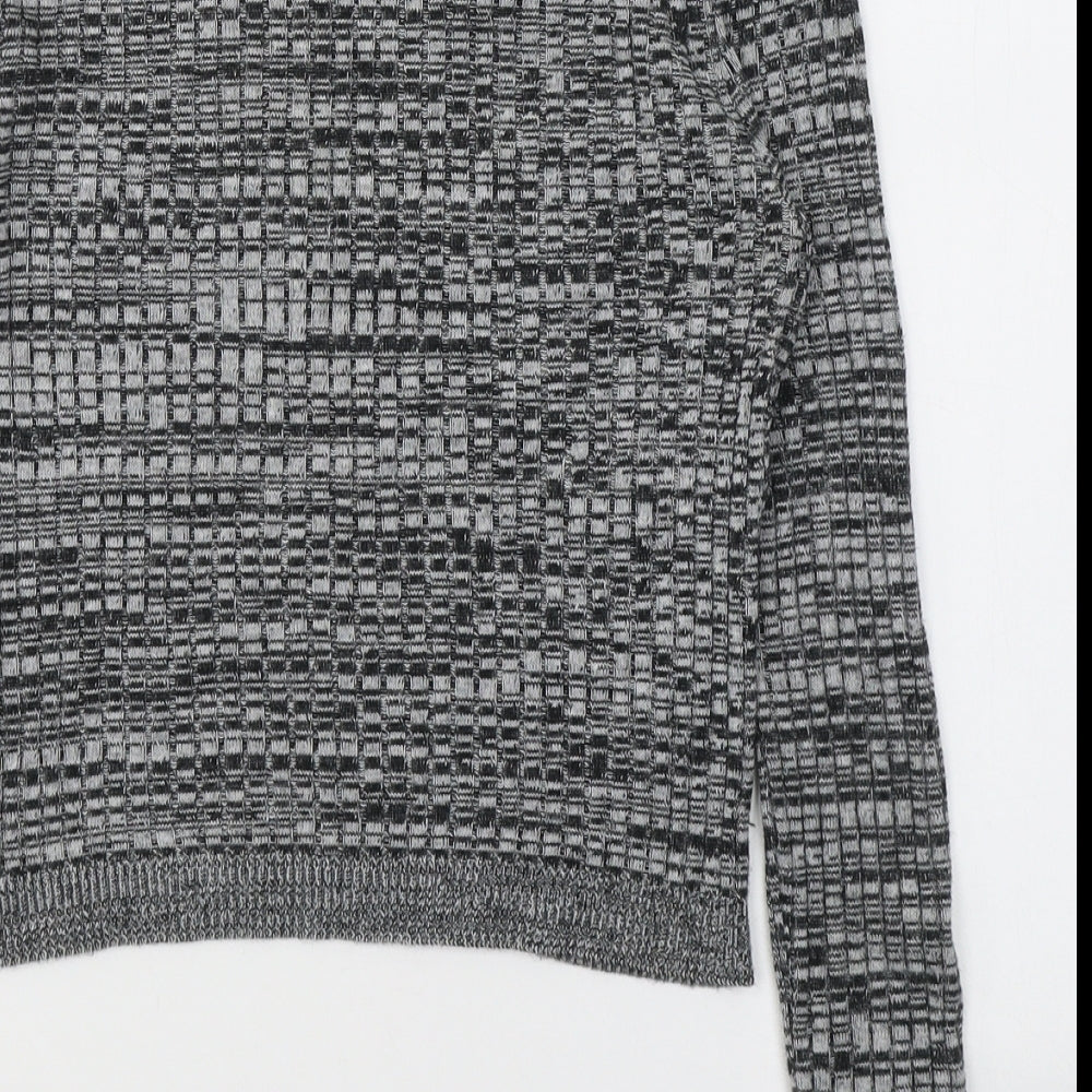 Topshop Womens Grey  Acrylic Jersey T-Shirt Size 8 Roll Neck