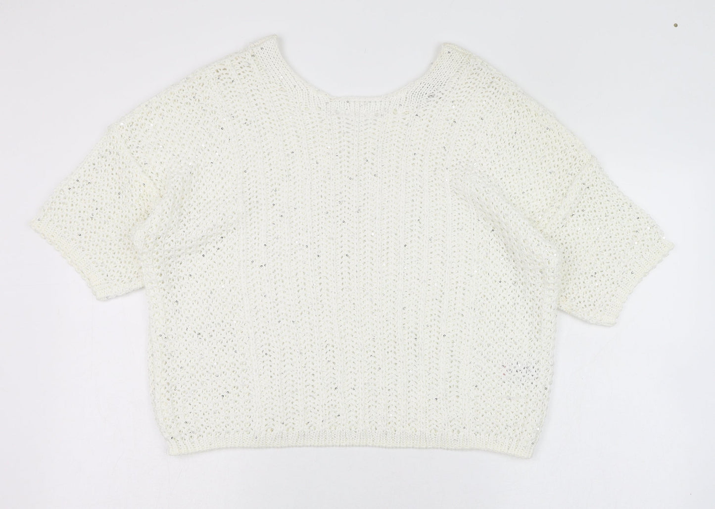 NEXT Womens White Round Neck  Acrylic Pullover Jumper Size M