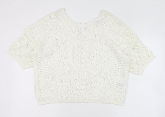 NEXT Womens White Round Neck  Acrylic Pullover Jumper Size M