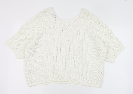 NEXT Womens White Round Neck  Acrylic Pullover Jumper Size M