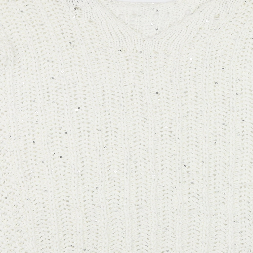 NEXT Womens White Round Neck  Acrylic Pullover Jumper Size M