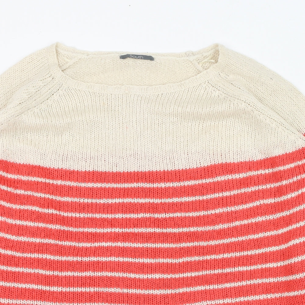 South Womens Pink Square Neck Striped Acrylic Pullover Jumper Size 20