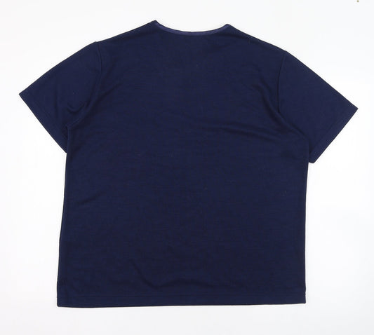 Bonmarché Womens Blue V-Neck  Polyester Pullover Jumper Size M   - Flower