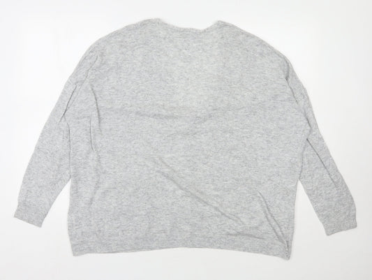 Bershka Womens Grey V-Neck  Polyester Cardigan Jumper Size S