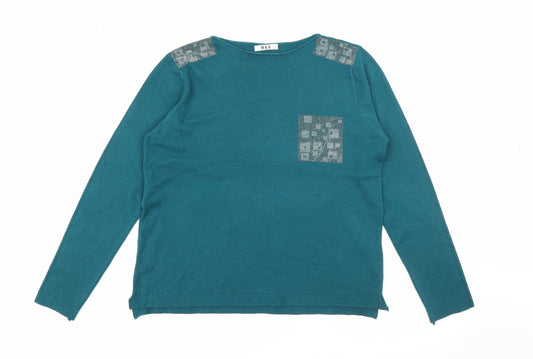 M & V Womens Blue Scoop Neck  Polyamide Pullover Jumper Size S