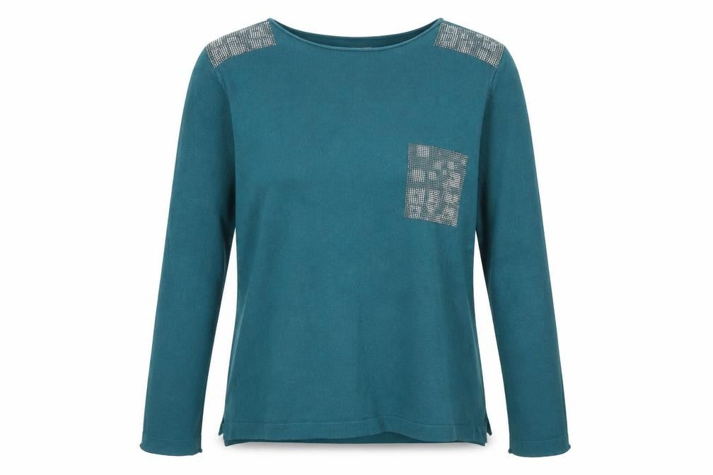 M & V Womens Blue Scoop Neck  Polyamide Pullover Jumper Size S