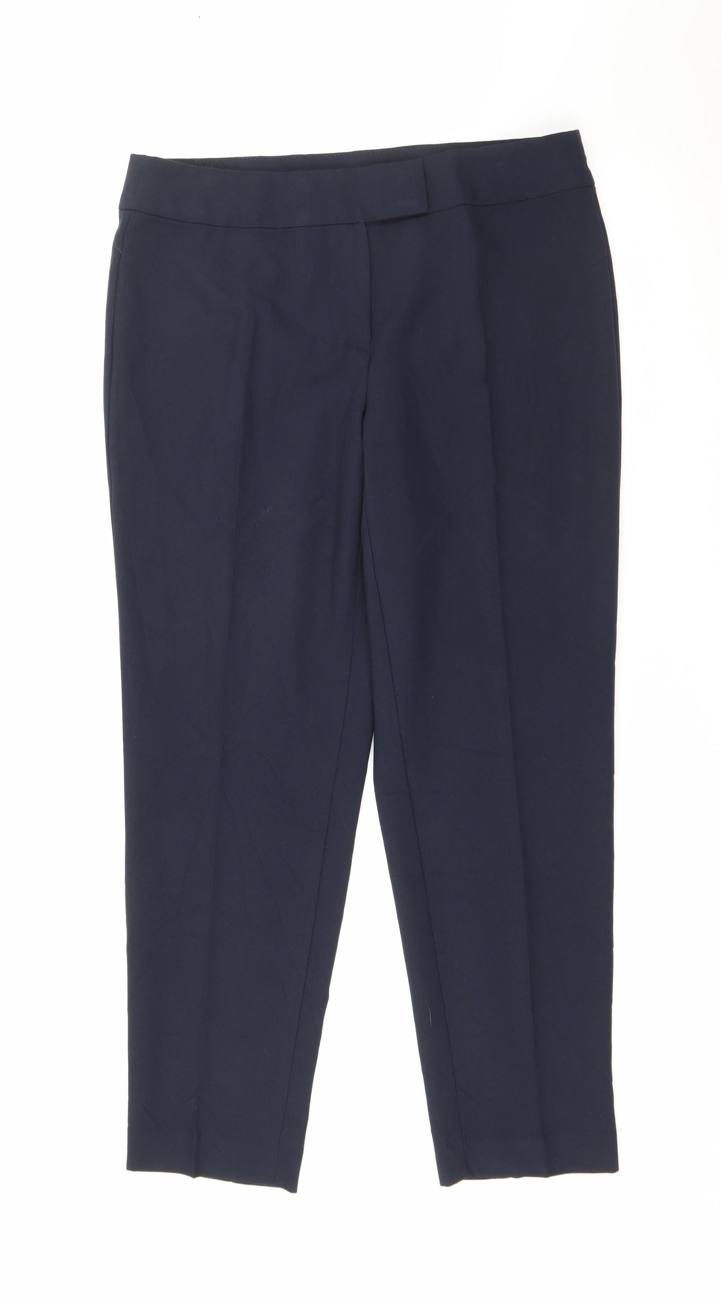 Marks and Spencer Womens Blue  Polyester Trousers  Size 12 L26 in Regular Zip