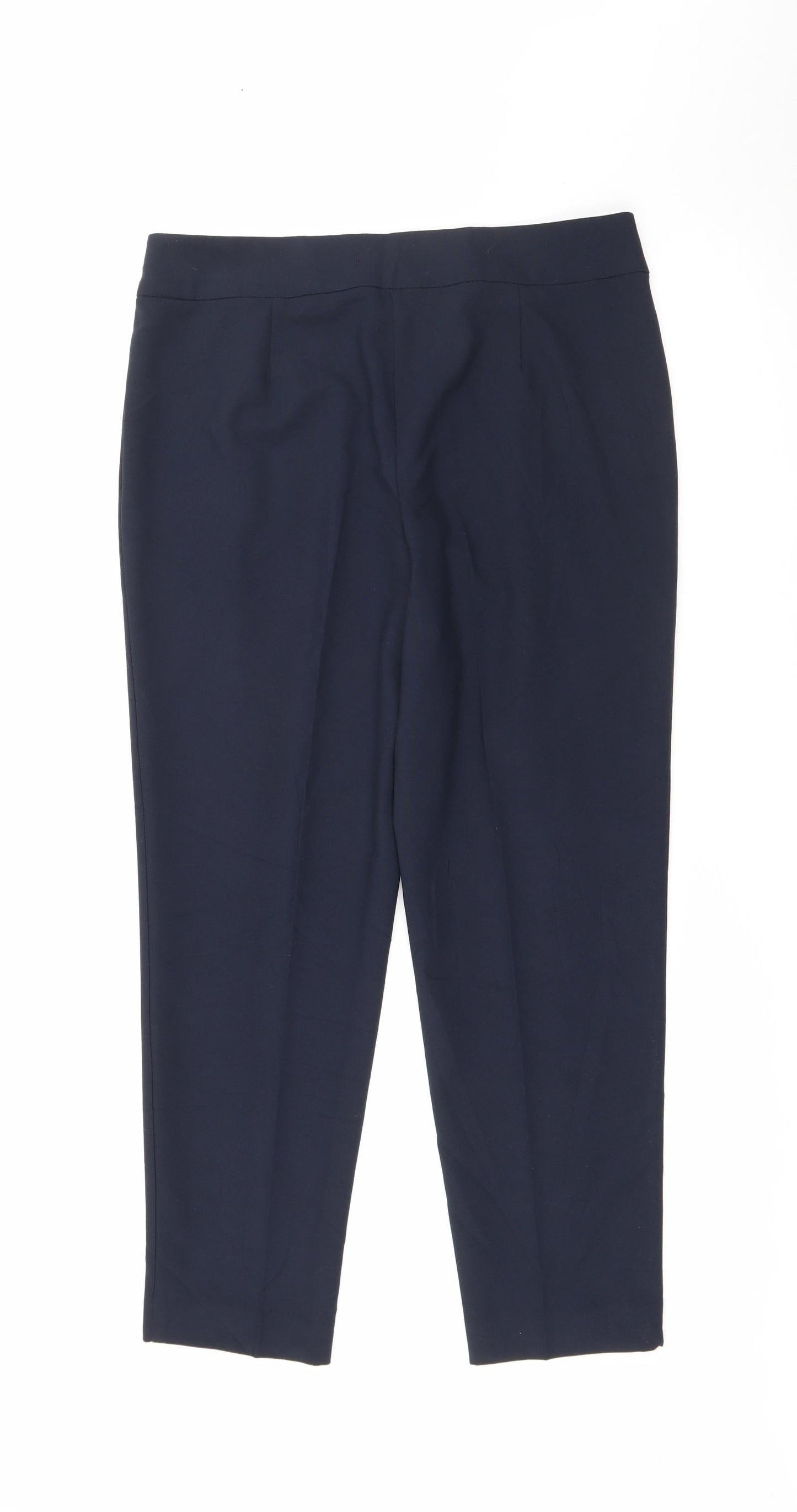 Marks and Spencer Womens Blue  Polyester Trousers  Size 12 L26 in Regular Zip