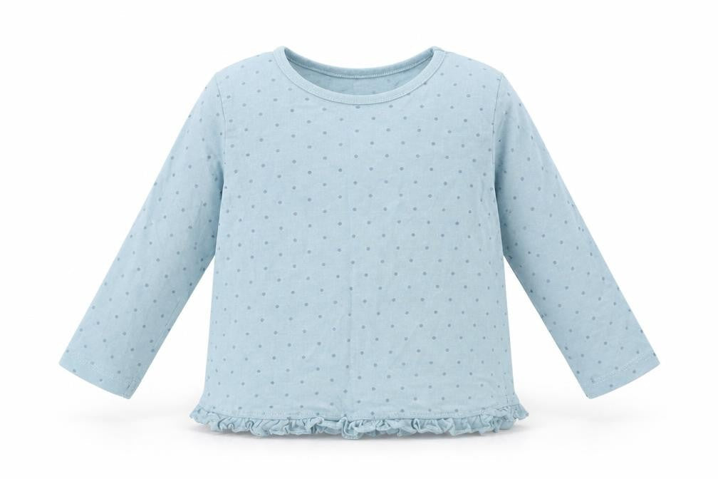 George Baby Blue Polka Dot Cotton Basic T-Shirt Size 9-12 Months Crew Neck Pullover
