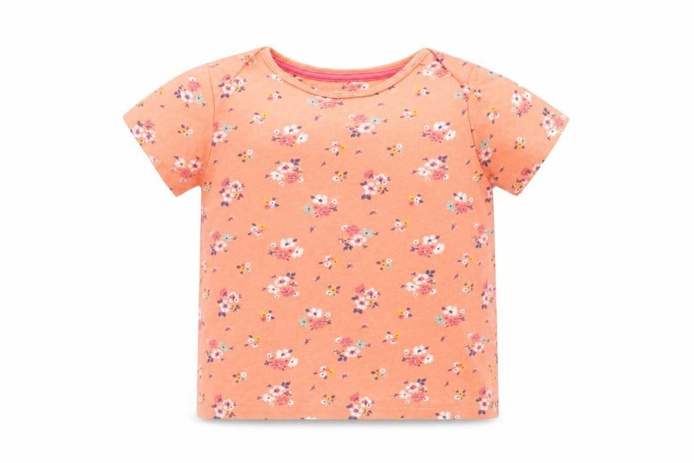F&F Baby Orange Floral Cotton Pullover T-Shirt Size 6-9 Months Crew Neck Pullover