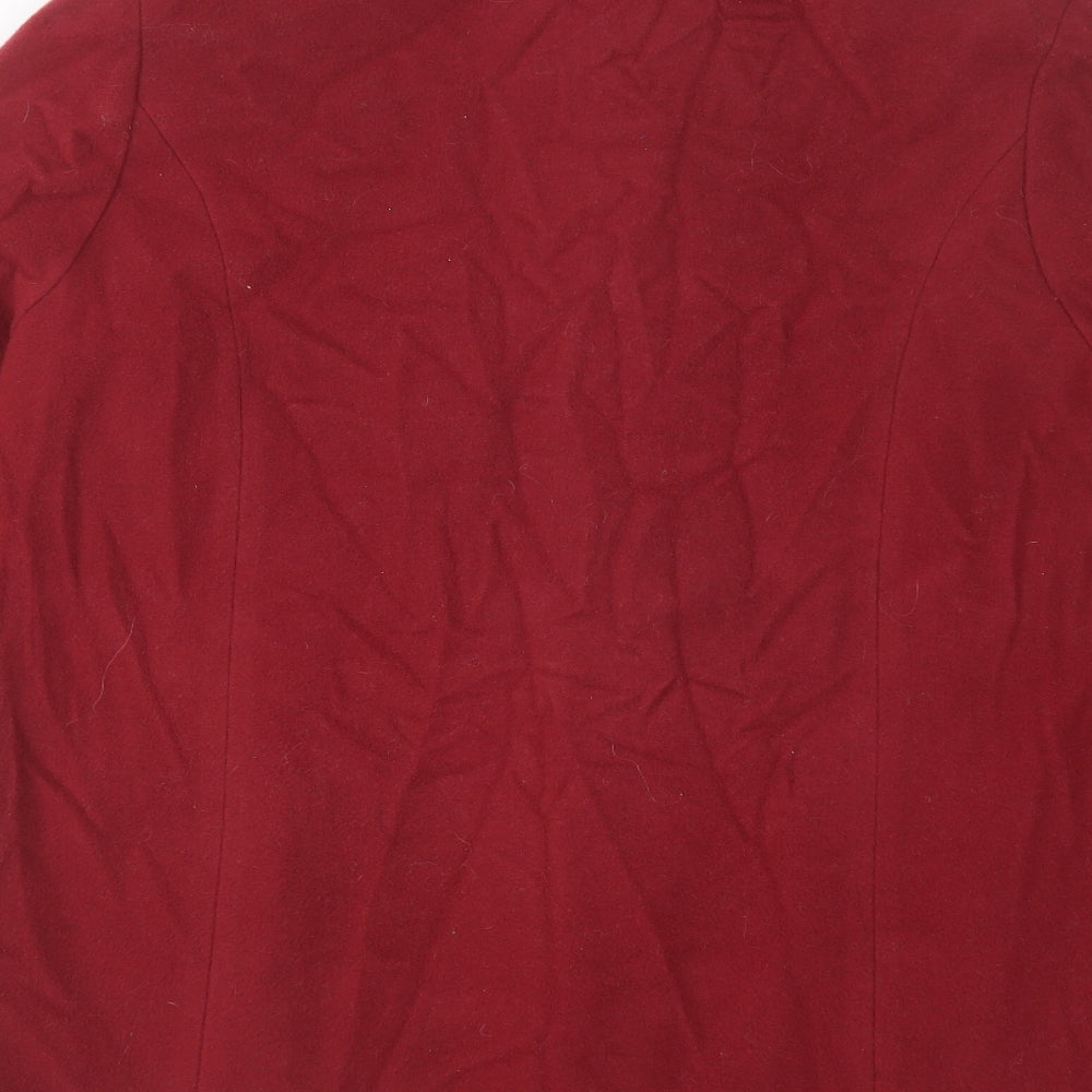 Marks and Spencer Womens Red   Pea Coat Coat Size 14  Button
